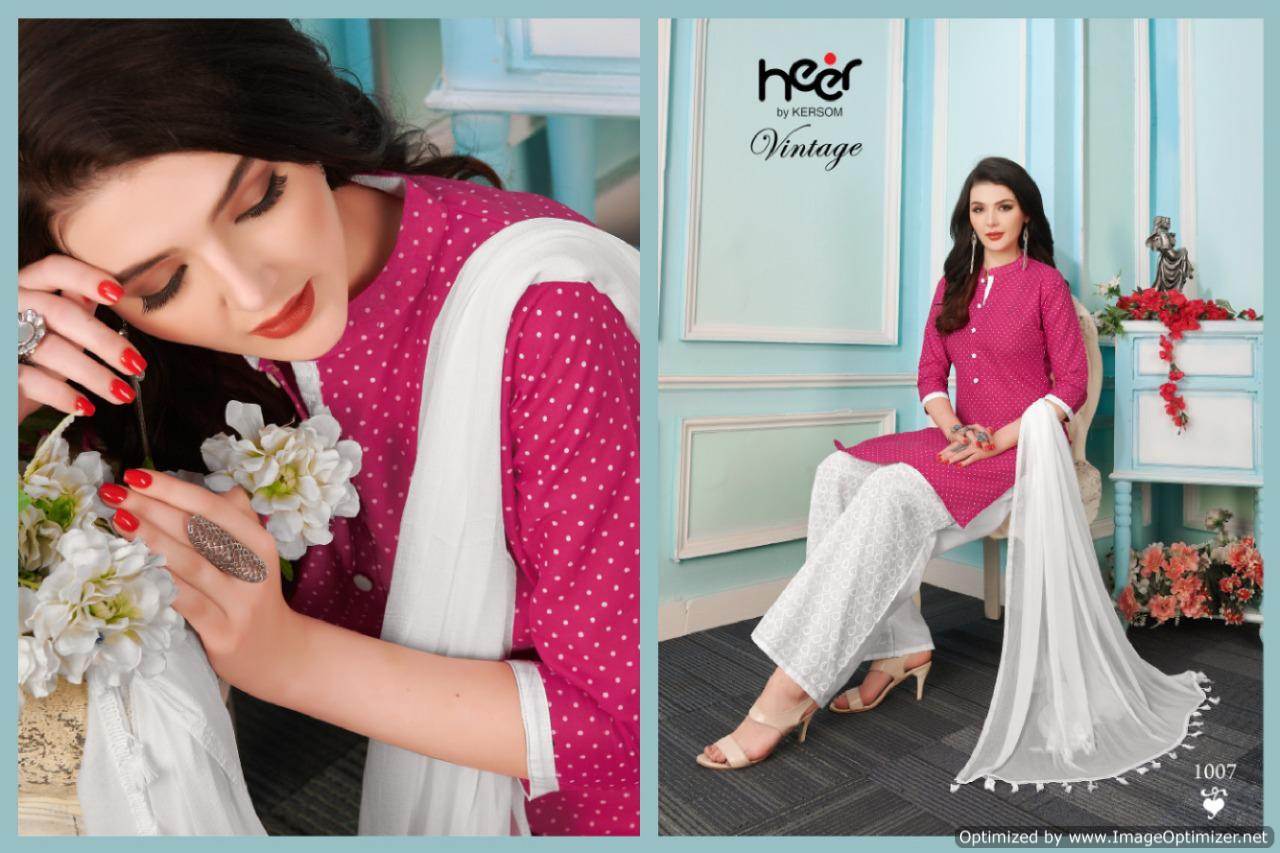 Heer Vintage New Designer Ready Made Plazzo Suit Collection With Chiffon Dupatta 