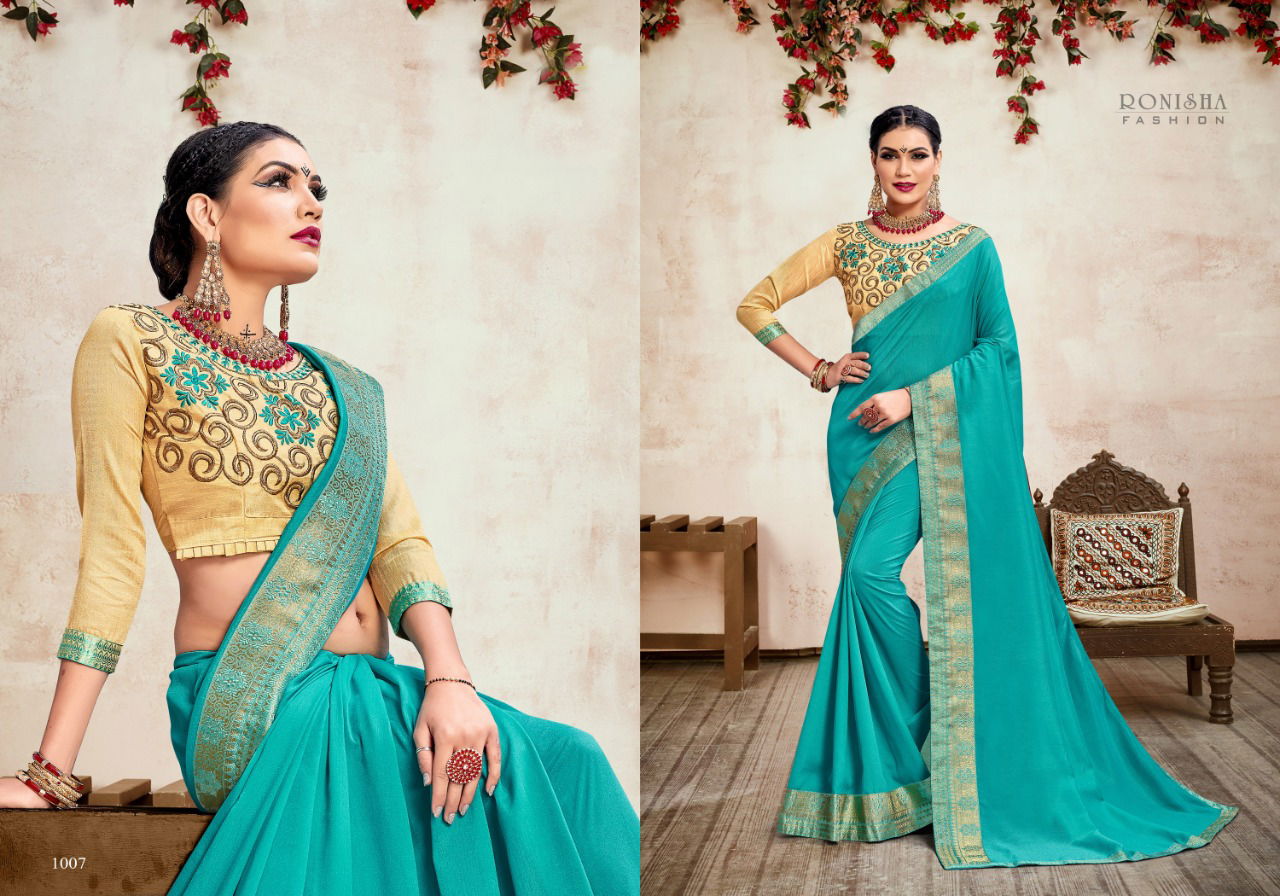 Ronisha Jhumki Fancy Designer Festive Wear Vichitra Silk Sarees Collection