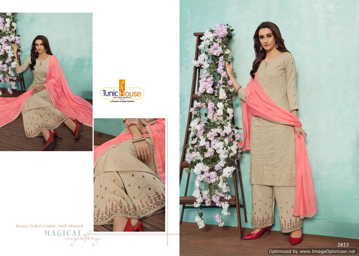 Tunic House Nelly Lucknowi Stylish Chinon Soft Silk With Embroidery Work Salwar Suit Collection