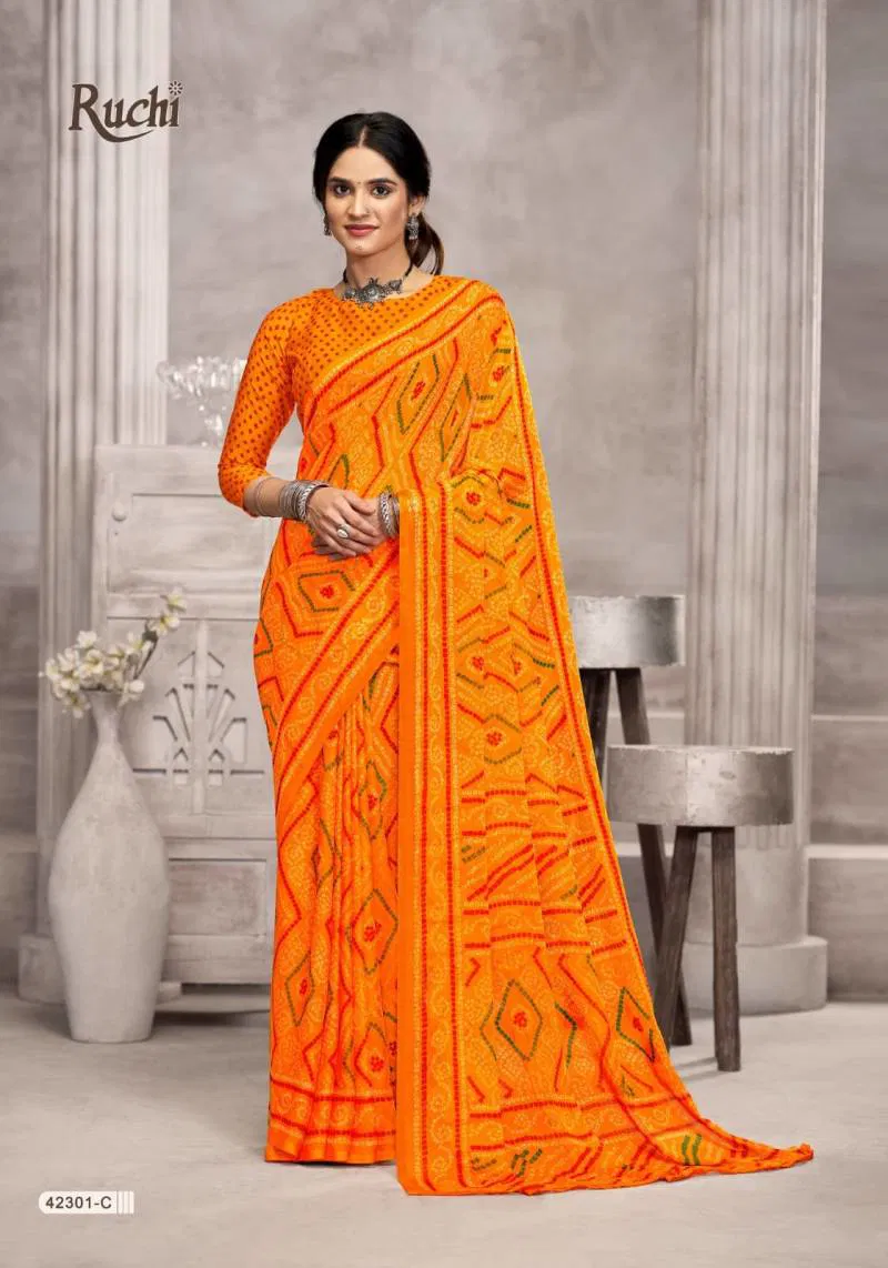Star Chiffon 194 By Ruchi Printed Chiffon Saree Wholesale Price In Surat