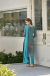Tew Tissue With Floral Printed Embroidery Kurti With Bottom Dupatta Wholesalers In Delhi