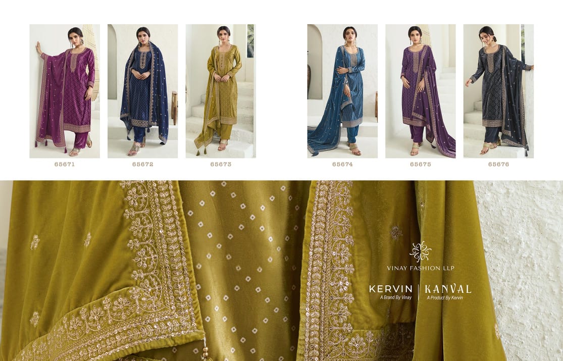 Vinay Kervin Kanval Printed Velvet Winter Wear Designer Salwar Suits
