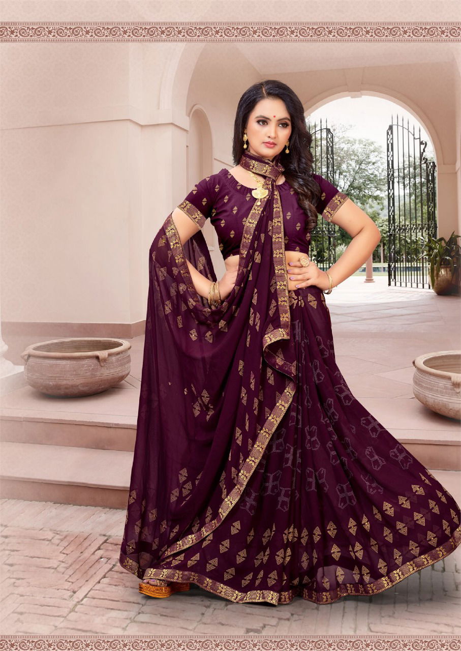 Simpola 5 Latest fancy Designer Casual Wear Weightless Printed With Diamond Saree Collection
