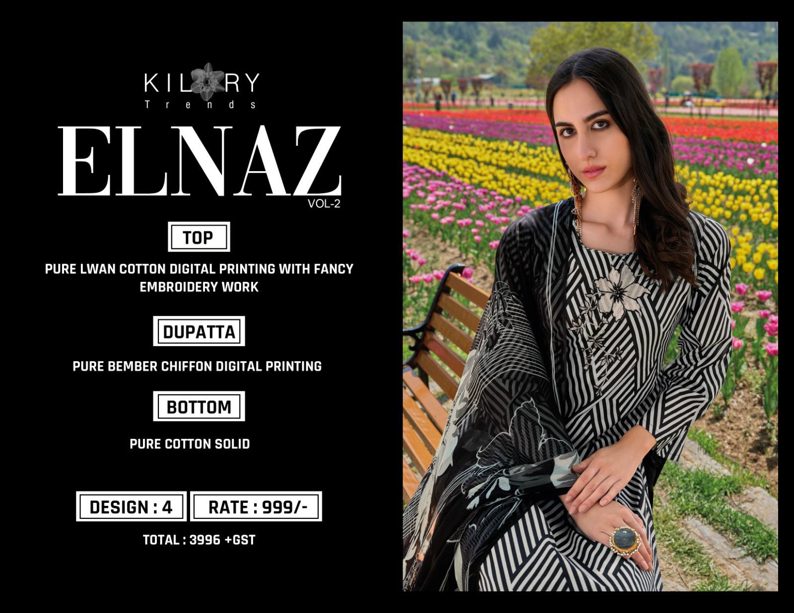 Elnaz Vol 2 By Kilory Embroidery Pure Lwan Cotton Salwar Kameez Wholesale In Delhi