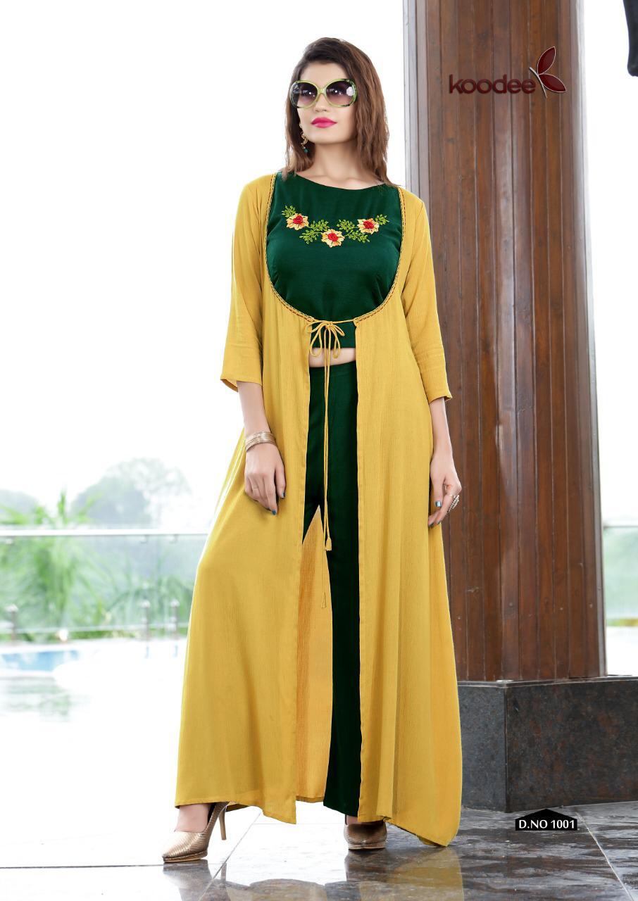 Koodee Sweet Heart Vol-2 Handwork Rayon Designer and Party wear Kurti Collection of Our Plazzo , Shrug & Blouse set Collections