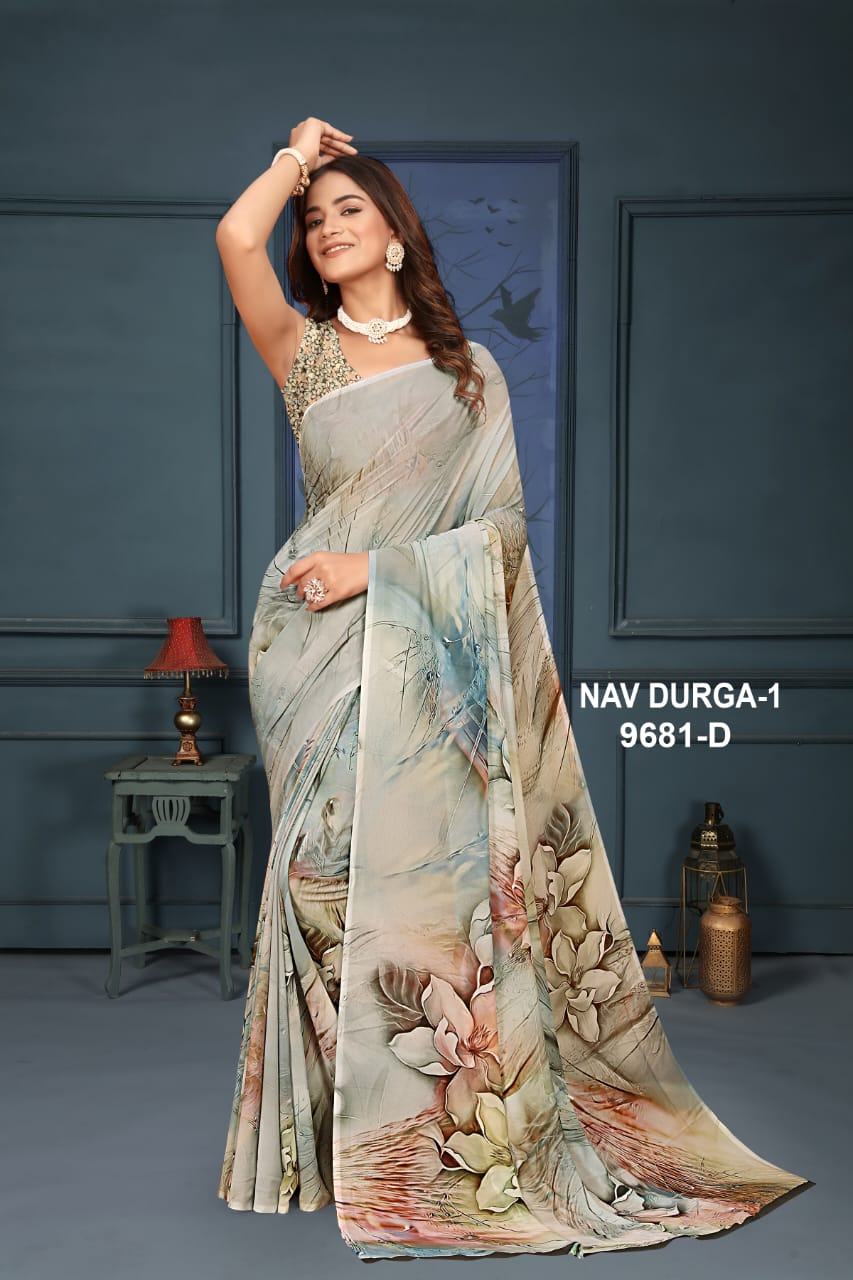 Nav Durga 1 By NP Weightless Printed Saree Suppliers In India