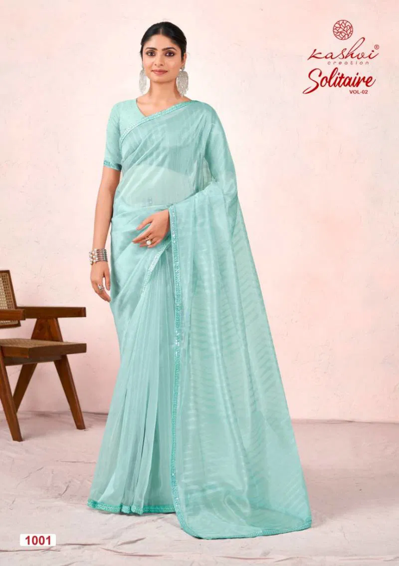 Solitaire Vol 2 By Kashvi Organza Silk With Cut Work Saree Wholesale Price In Surat