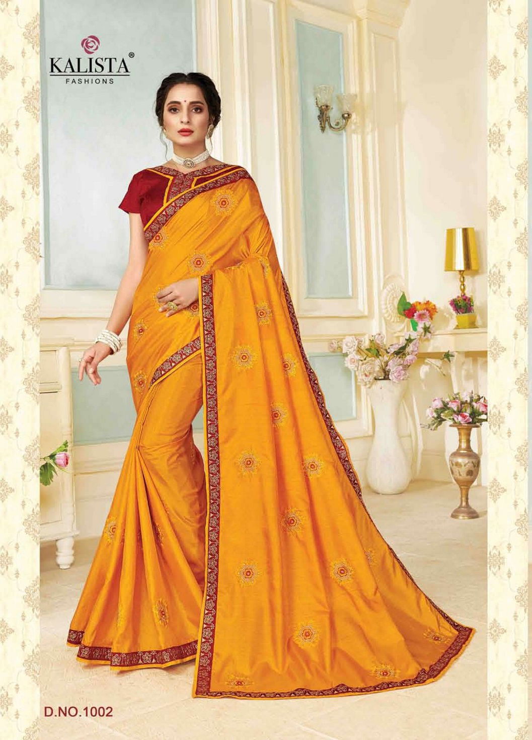 Kalista Rajdhani Latest Designer Festive Wear vichitra silk Embroidery Worked Sarees Collection
