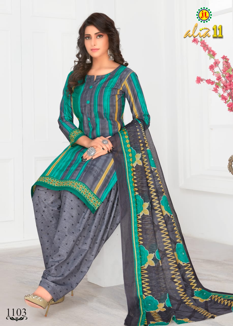 Jt Alia 11 Regular Wear Printed pure Cotton Dress Material With Chiffon Dupatta Collection