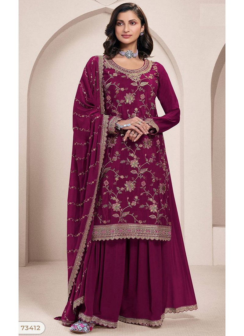 Lekha 73411 To 73414 Chinon Salwar Kameez Wholesale Market In Surat With Price