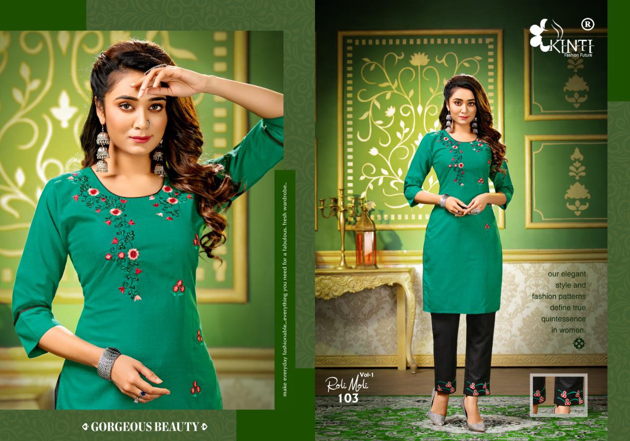 Kinti Roli Moli Ethnic Wear Designer Embroidered Kurtis With Bottom Collection
