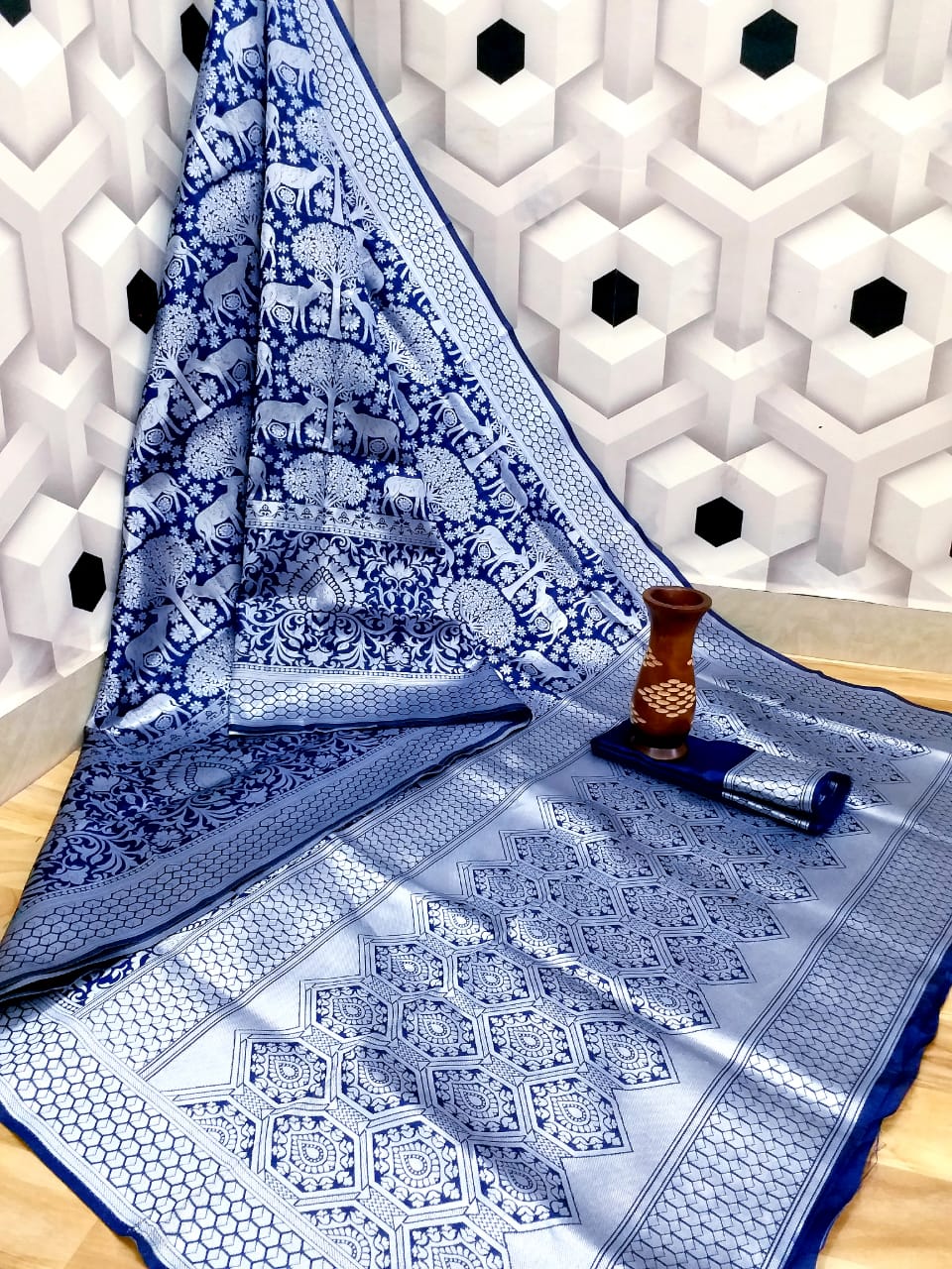 Latest Designer Wedding Wear Party Wear Silver Heavy Designer Printed Kanjivaram Saree Collection 