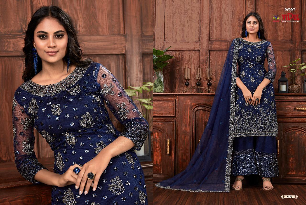 Vipul Beautiful Stylish Embroidery Floral Design Pattern Straight Suit Combined With Embroidered Plazzo 