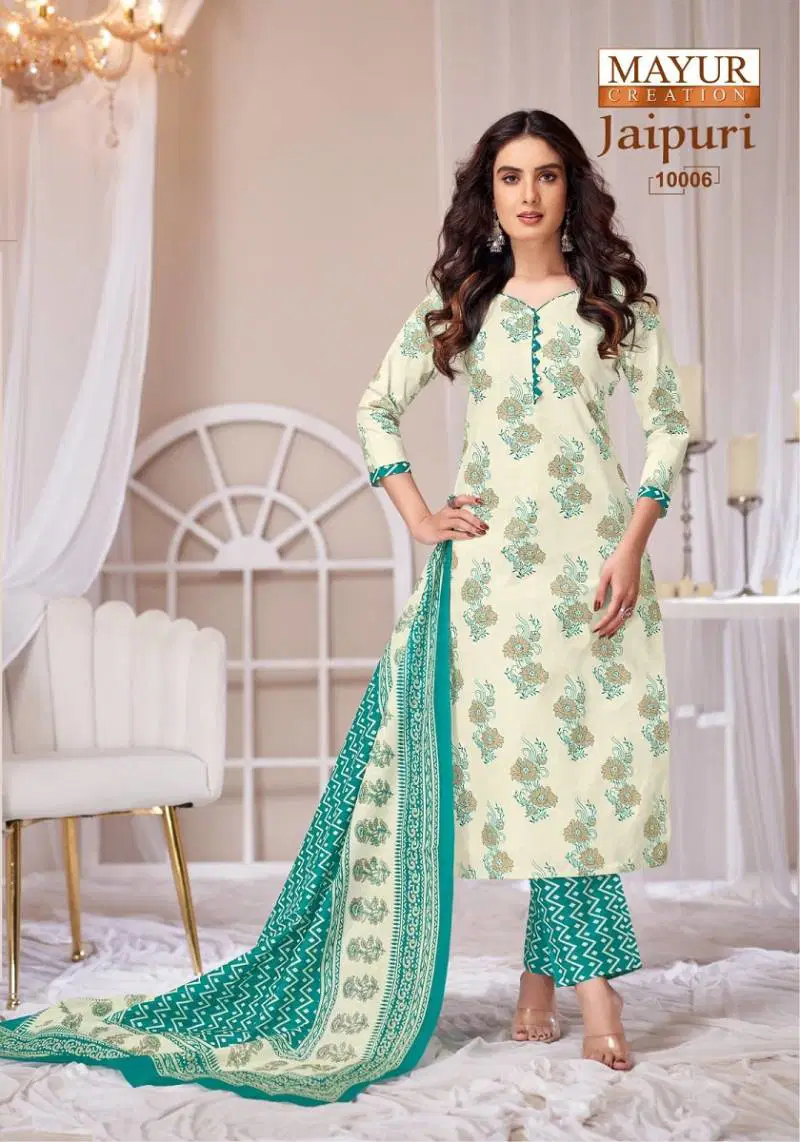 Jaipuri Vol 10 By Mayur Cotton Printed Stylish Dress Material Wholesale Online
