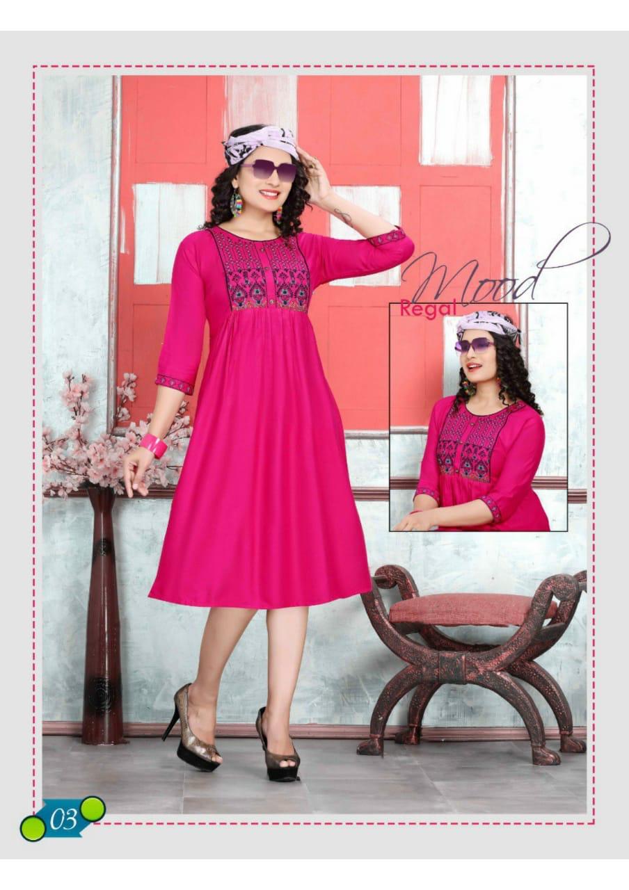 Trendy Orange Latest Fancy Designer Ethnic Wear Heavy Rayon Kurti Collection

