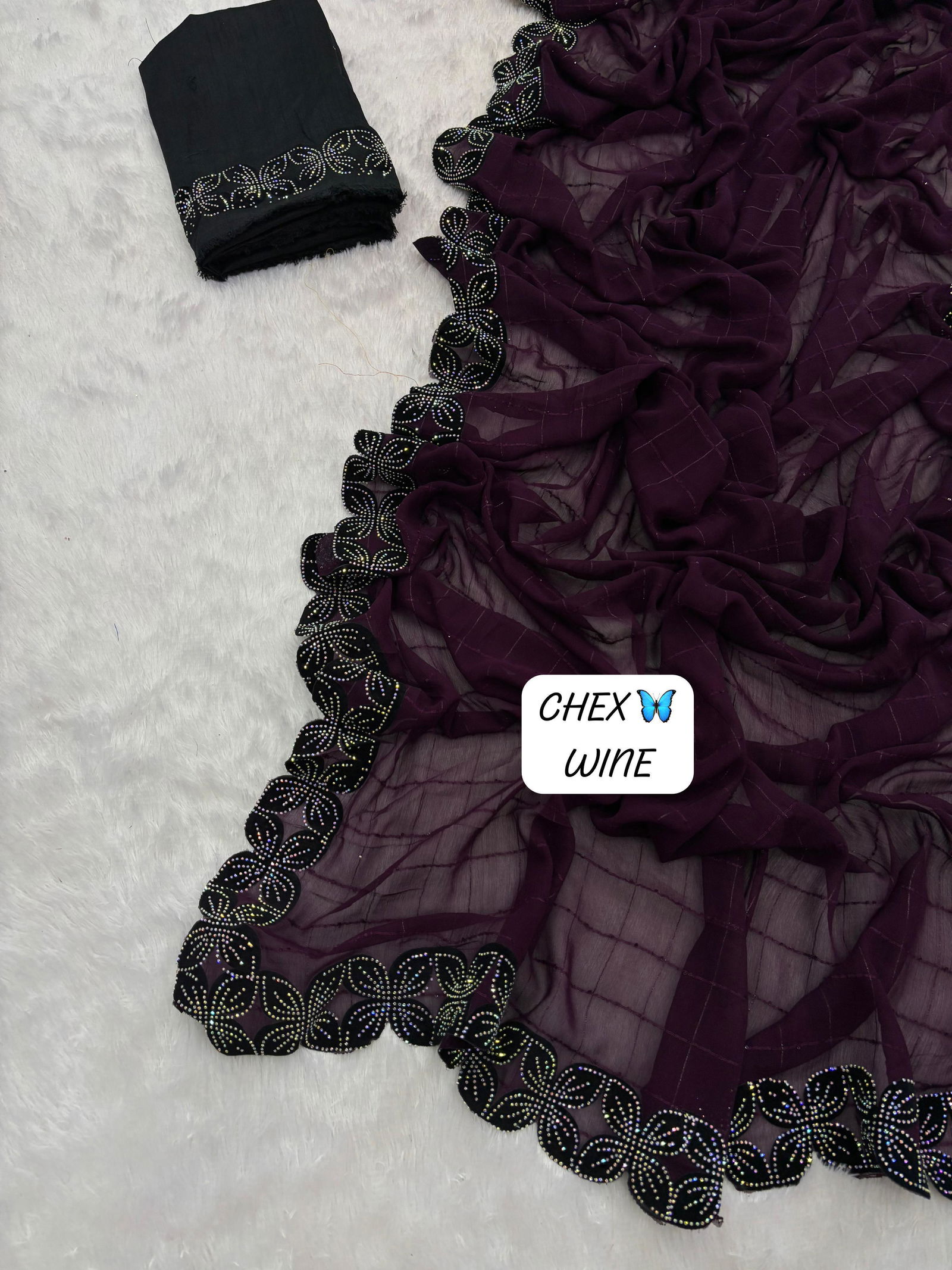 Chex Jk Designer Cutwork Border With Jarkan Diamond Party Wear Sarees Wholesale Price In Surat
