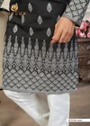 Black Color Outluk Wedding Vol 48 Pure Silk Fabric With Embroidery Work Mens Wear Kurta Payjama W4805 