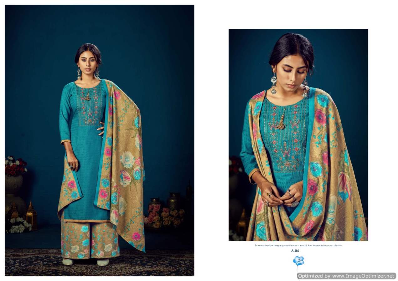 Zulfat Sohni 5 Exclusive Designer Casual Wear Pashmina Print With Heavy Kashmiri Embroidery Work Dress Material With Pure Pashmina Shawl Four Side Lace Dupatta 