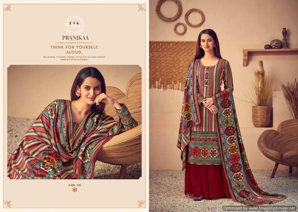 Harshit Pranikaa Latest Designer Printed Pashmina Dress Material Collection With Pure Wool Pashmina Print Four Side Lace Dupatta 