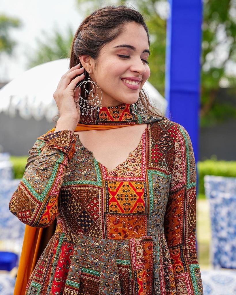 Maxy Printed Designer Gown With Dupatta Catalog