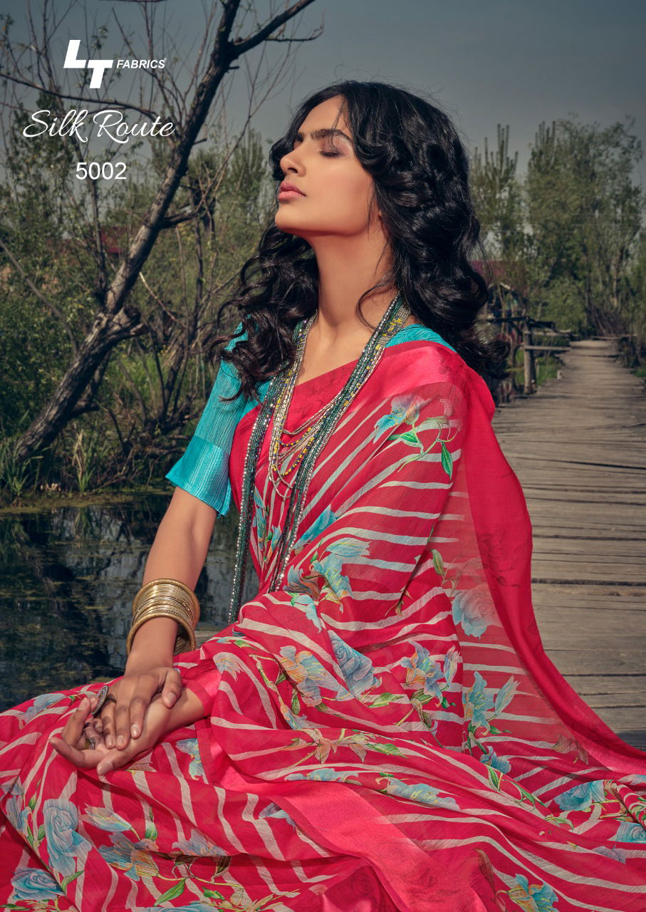 Lt Silk Route Latest Fancy Designer Linen Printed Casual Wear Saree Collection
