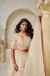 Cream Colour Silk With Leaf Embroidery Work Lahenga With Blouse Dupatta Wholesale Online KF 2144