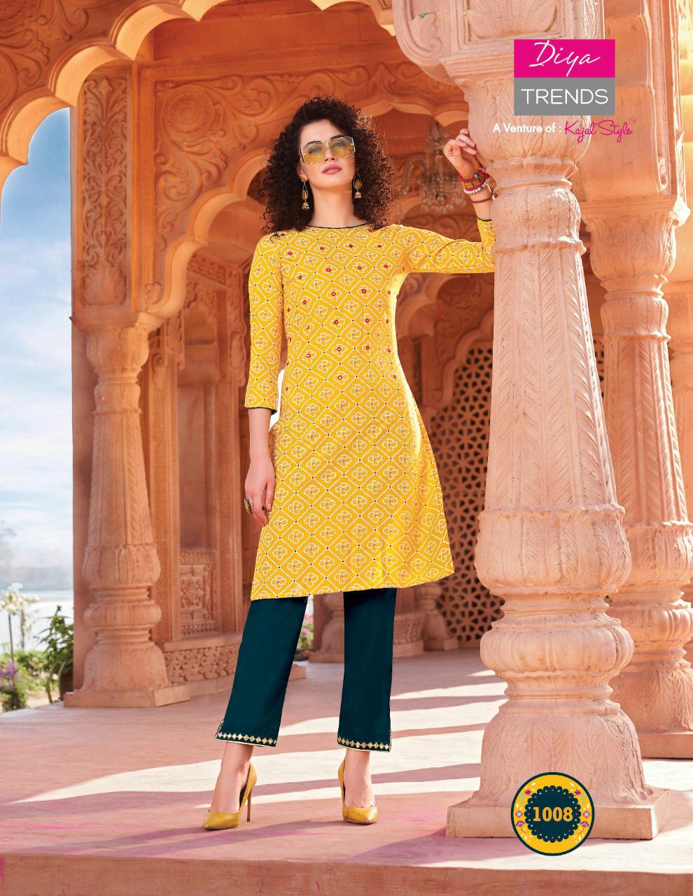 DIYA TRENDS LAUNCH NEW BANDHEJ VOL 1 BANDHANI PRINT DESIGNER EMBROIDERY KURTI WITH PLAZZO,PANT,SKIRT & SHARARA