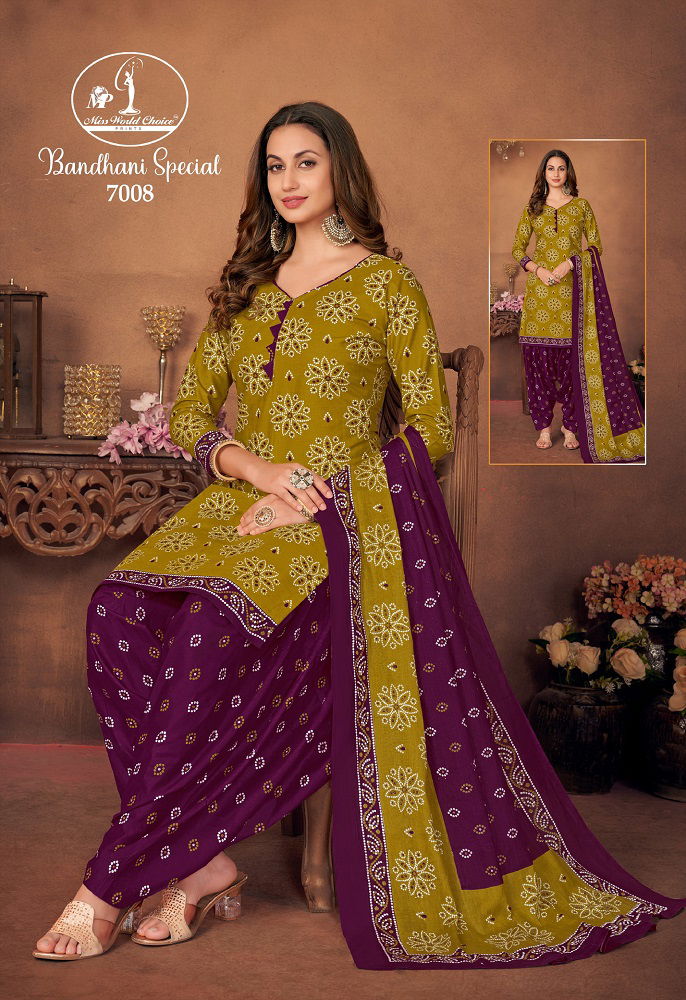 Bandhni Special Vol 7 By Miss World 7001 7010 Wholesale Dress Material In India
