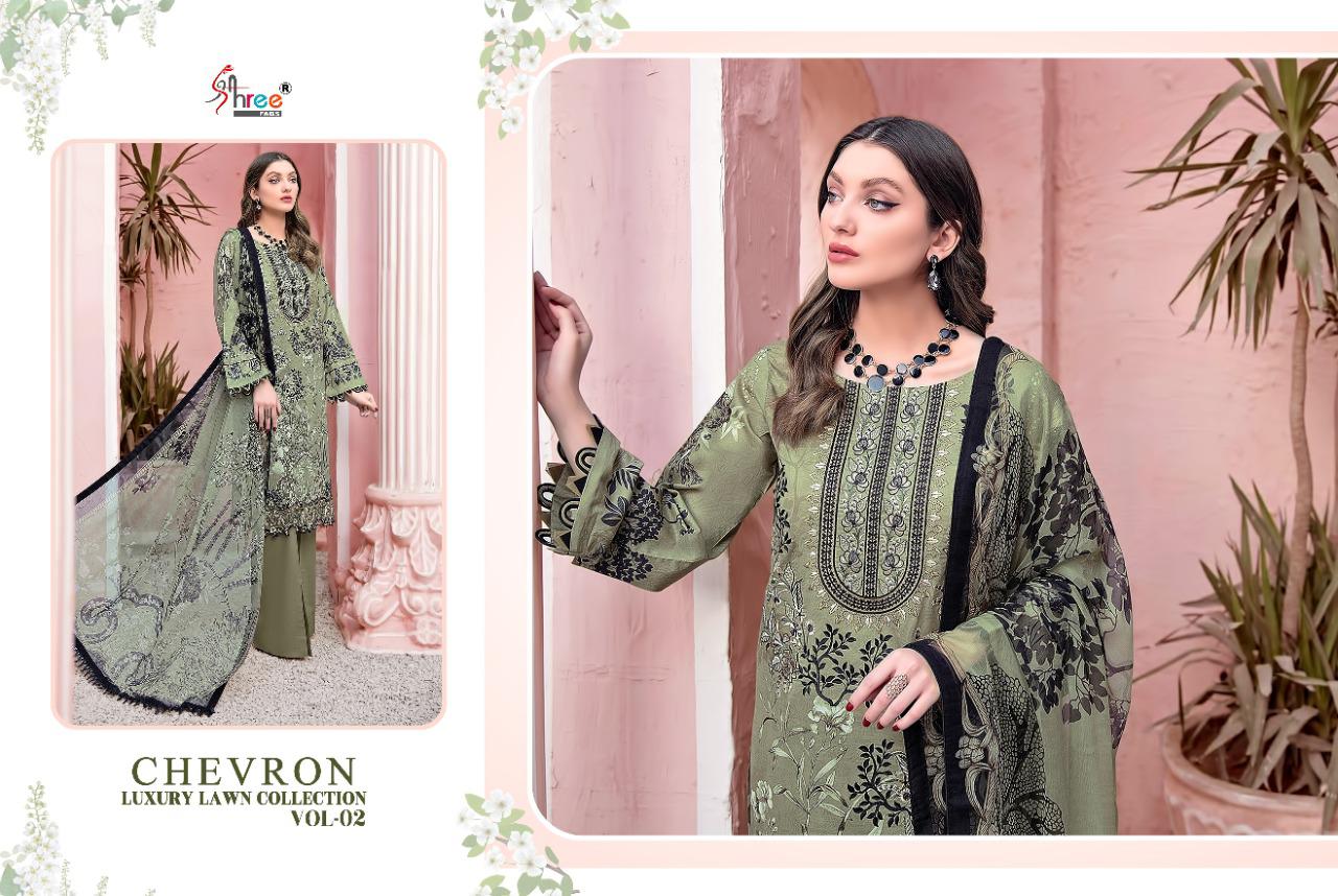 Shree Chevron Luxury Lawn Collection 2 Latest Fancy Festive Wear Pure Lawn Print With Embroidery Work Pakistani Salwar Suits Collection
