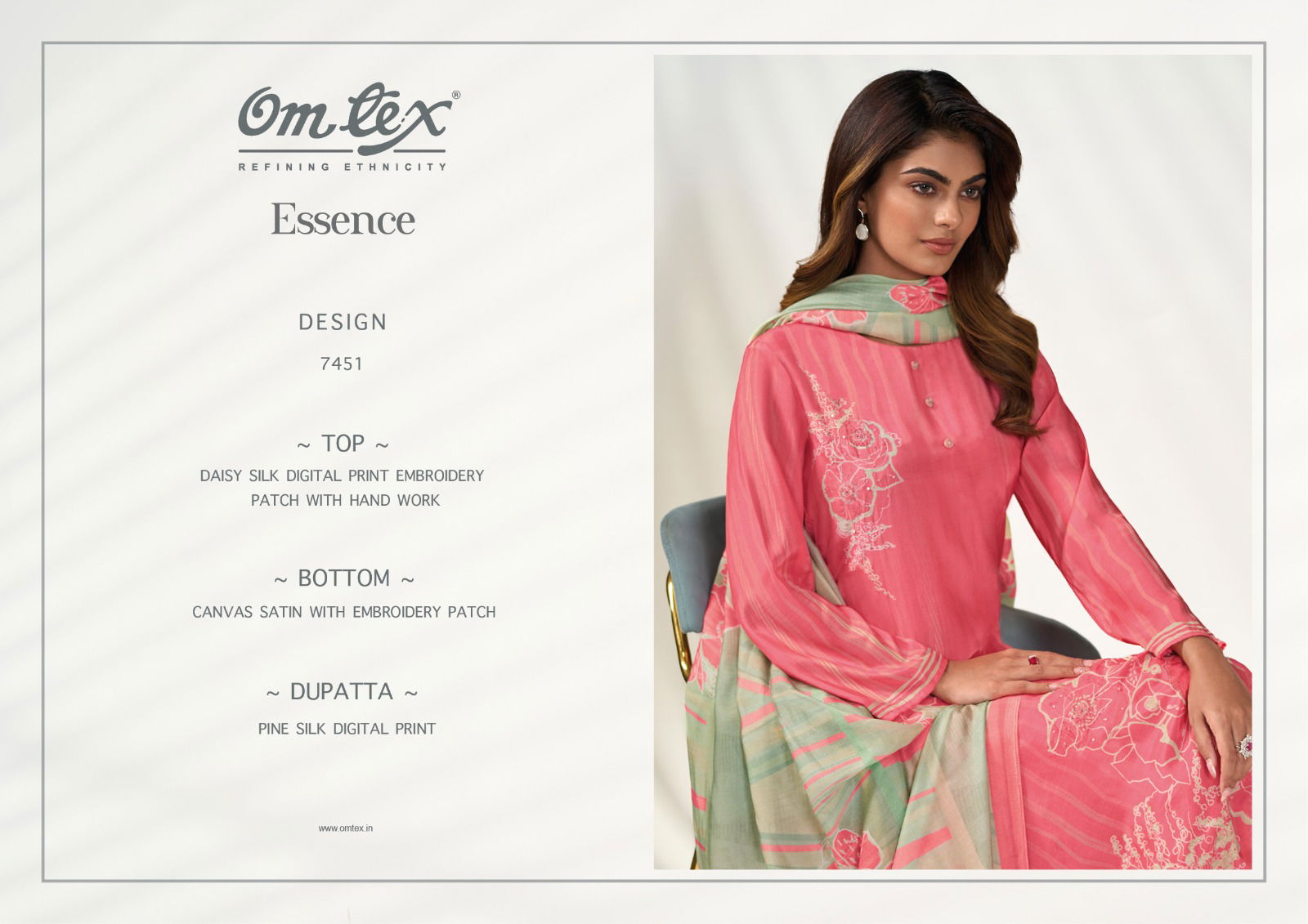 Essence 7451 By Omtex Daisy Silk Embroidery Salwar Kameez Suppliers In India