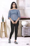 Rumi Georgette Casual Wear Faux Georgette Up Solder Ladies Top Collection
