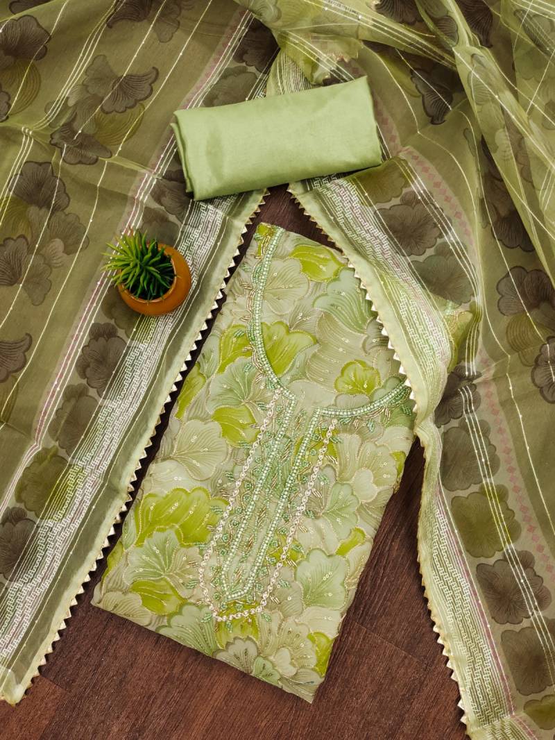 Color Set 9062 Organza Printed Fancy Dress Material Wholesale Clothing Distributors In India