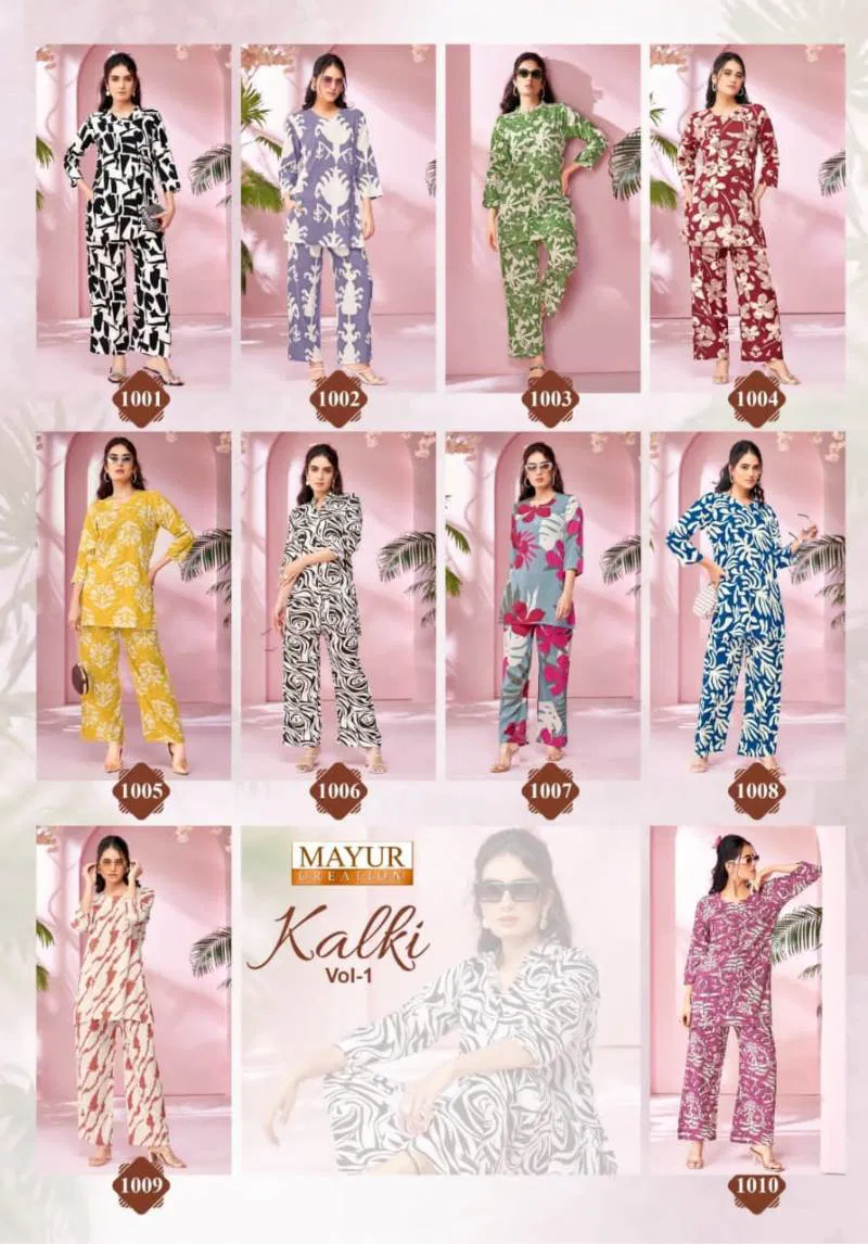 Kalki Vol 1 By Mayur Rayon Printed Co Ord Set Wholesalers In Delhi