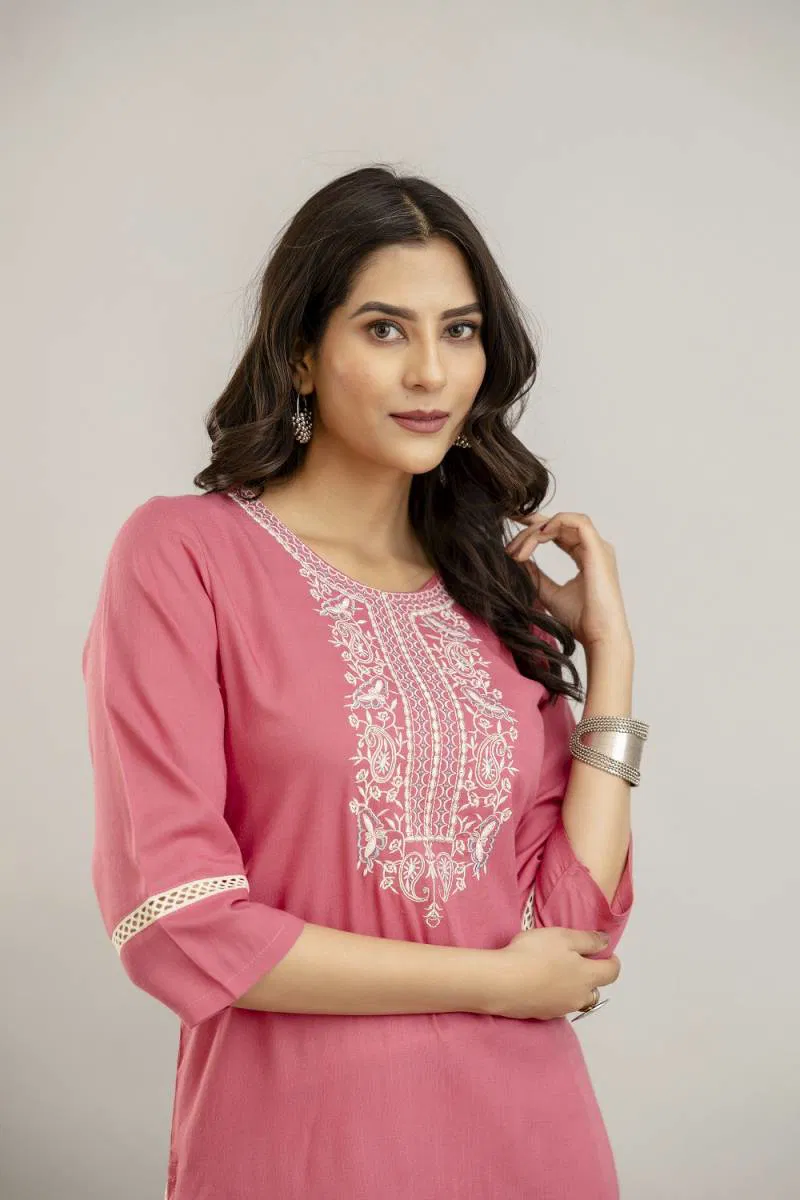 Stylee Girl 16 Rayon Embroidered Kurti With Bottom Wholesale Suppliers In Mumbai