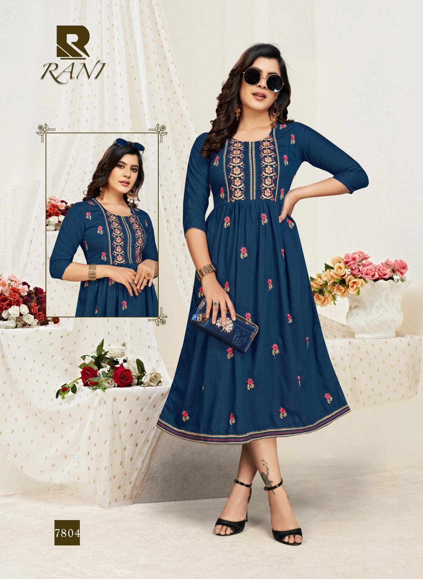 Raashi Rani Latest fancy Designer Casual Wear Printed Chinon Silk Anarkali Kurtis Collection
