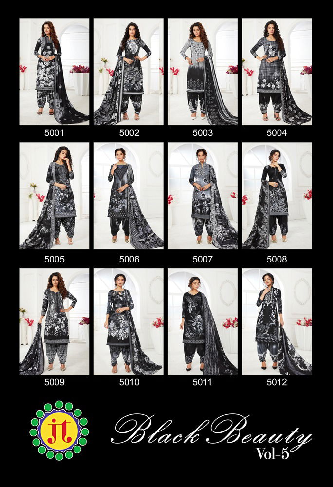 JT Black Beauty Vol 5 Latest Collection Of Pure Cotton Printed Daily Wear Dress Material  