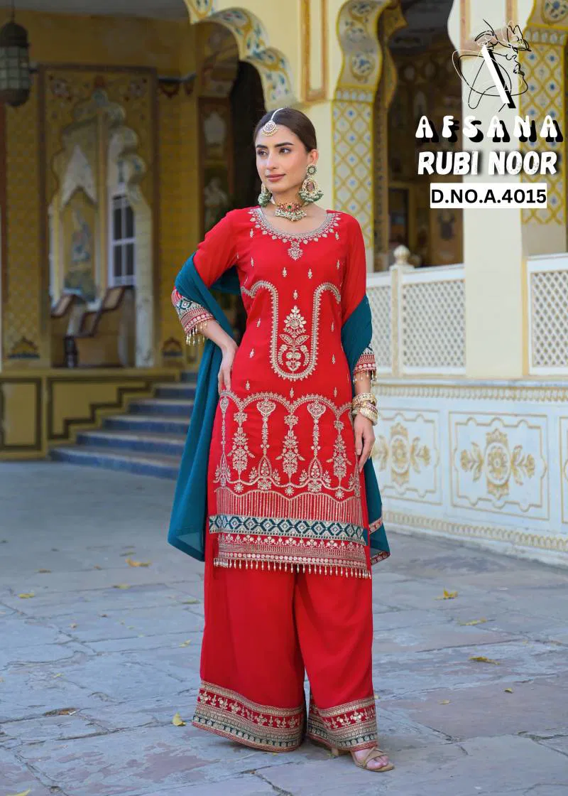 Rubi Noor By Afsana Georgette Kurti Bottom With Dupatta Wholesale In India