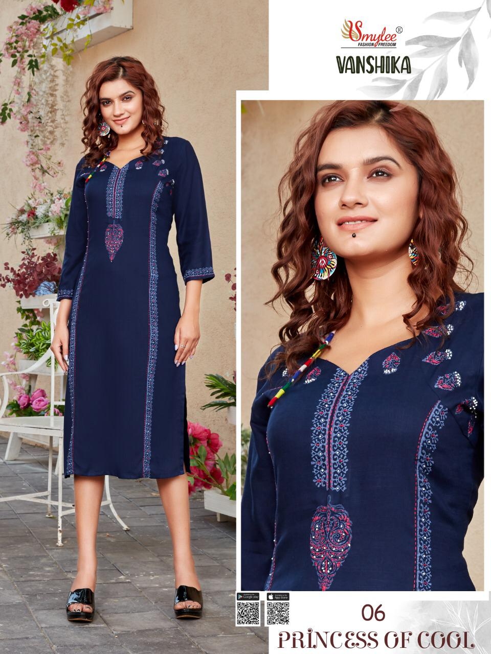Smylee Vanshika Latest Fancy Designer Ethnic Wear  Heavy Slub Rayon Designer Kurti Collection
