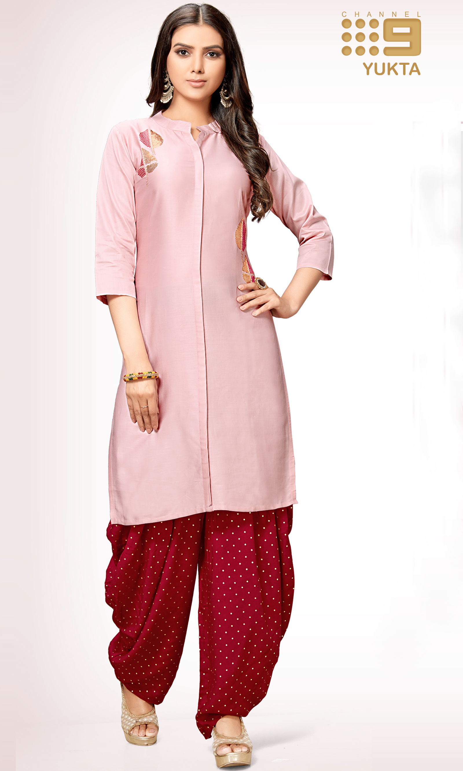 C9 Latest Collection Of Designer Embroidery Work Jam Satin Casual Wear Kurti with Bottom