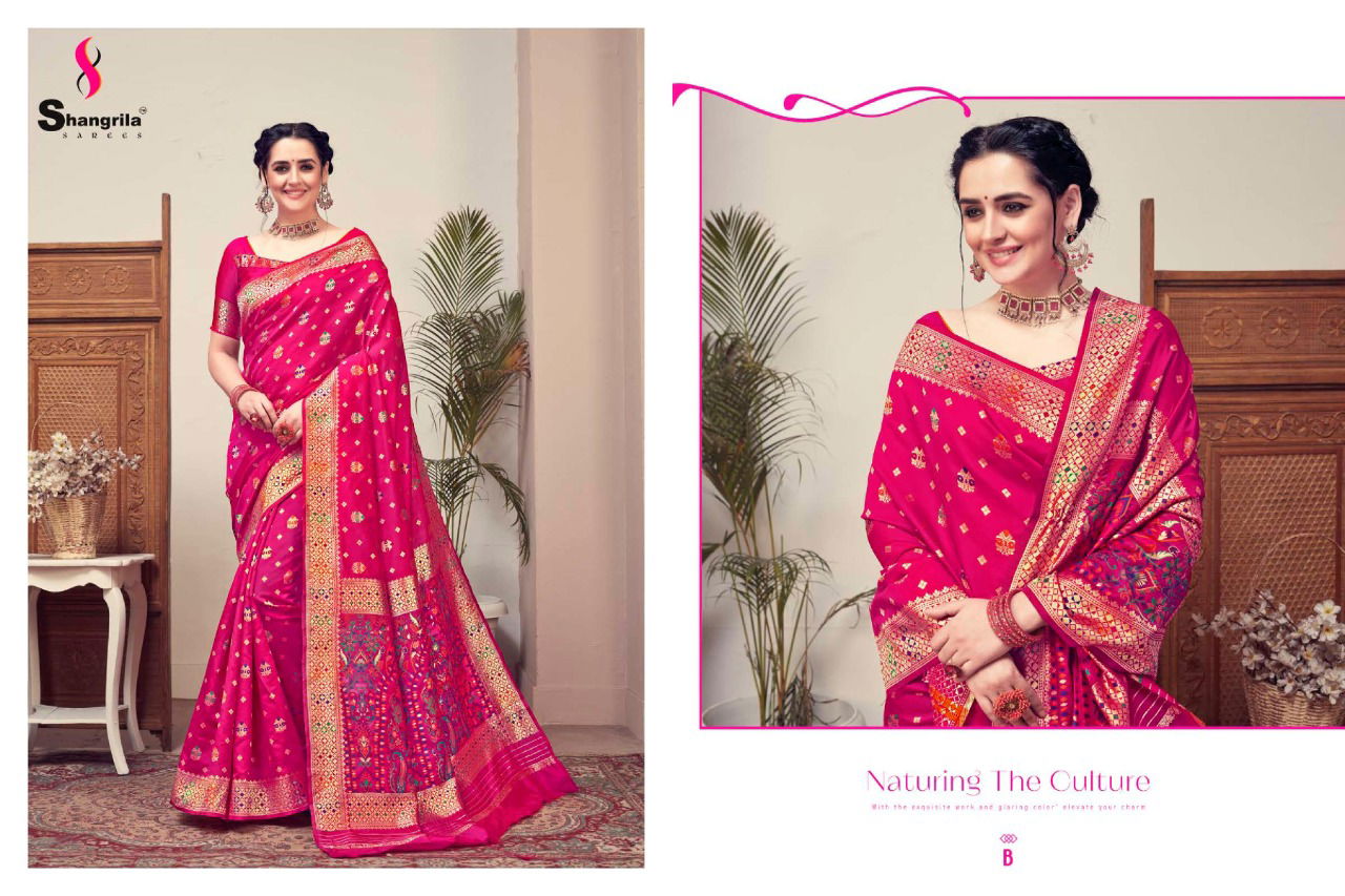 Shangrila Handicraft Silk Rich Kashmiri Fancy Festive Wear Weaving Silk Sarees Collection
