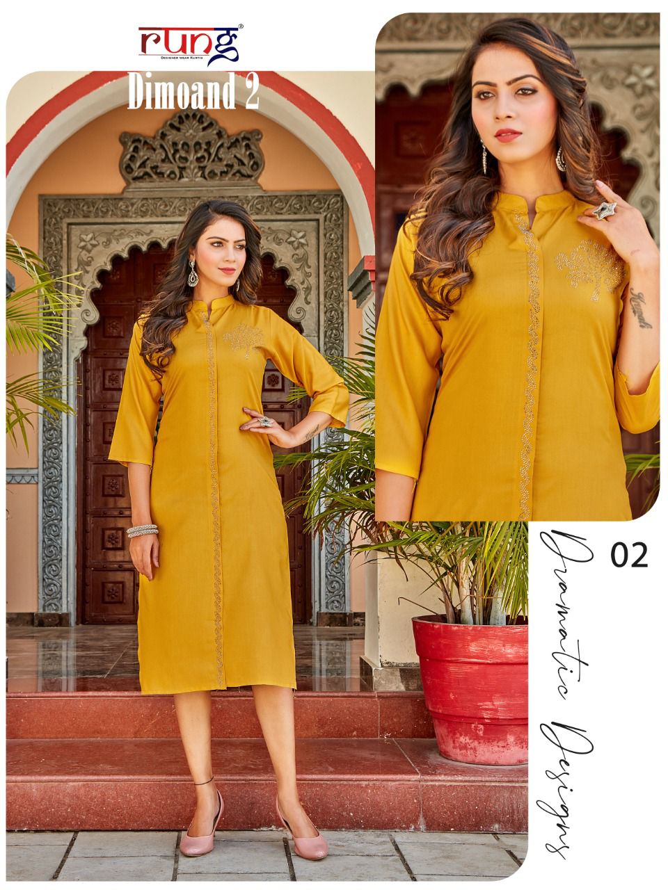 Rung Dimoand 2 Ethnic Wear Designer Rayon Designer Kurti Collection