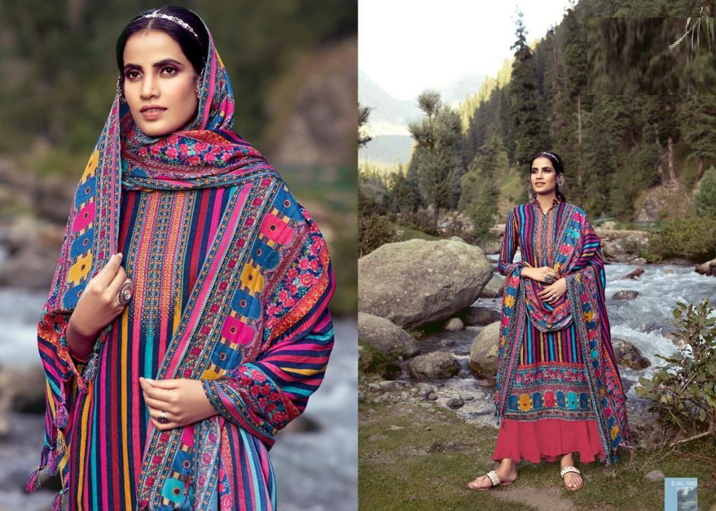 Silky Winter Collection Designer Printed Pashmina Jacquard Dress Material With Twill Shawl Printed Dupatta