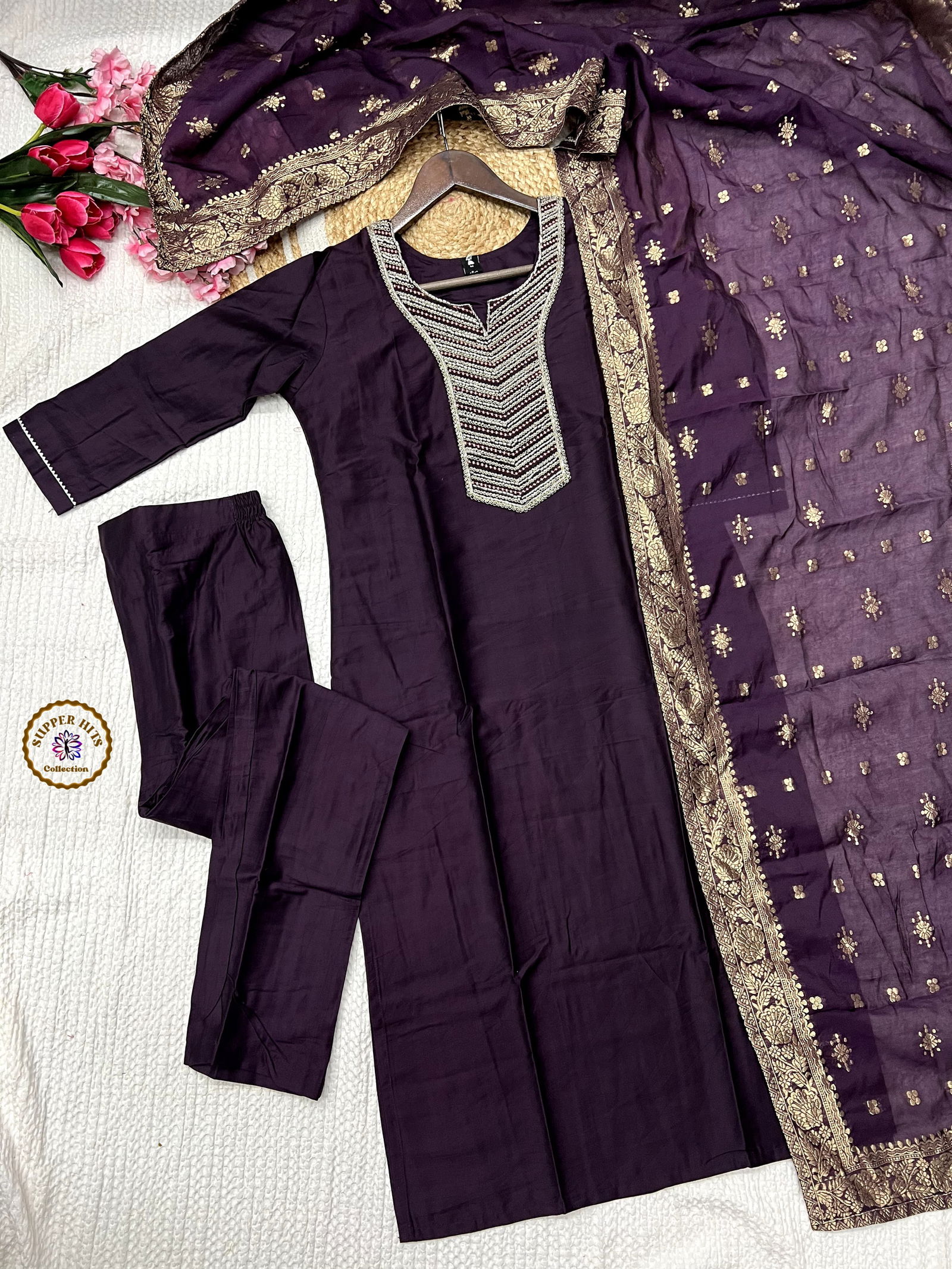 KF 5016 Kalaai Viscose Chanderi Kurti With Bottom Dupatta Suppliers In India