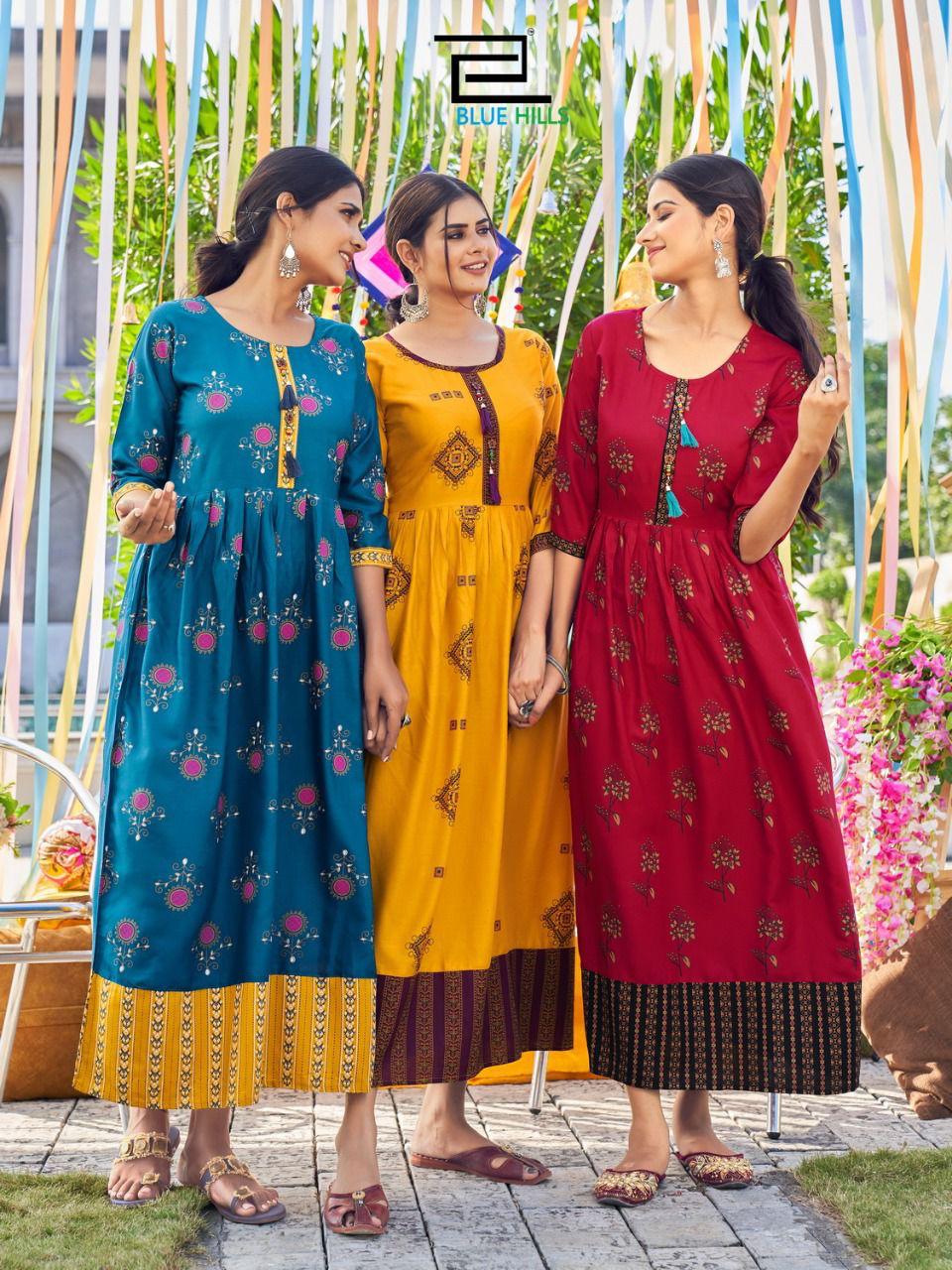 Blue Hills Khwaab 3 Fancy Party Wear Rayon Long Anarkali Kurti Collection