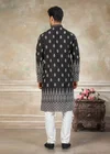 Black Color Outluk Wedding Vol 48 Pure Silk Fabric With Embroidery Work Mens Wear Kurta Payjama W4805 