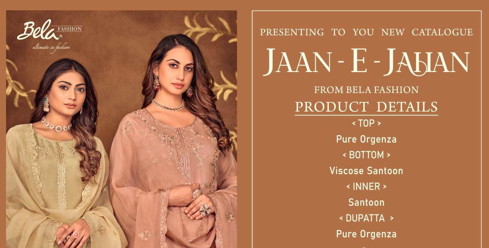 Jaan E Jahan By Bela Fancy Organza Dress Material Wholesale In India