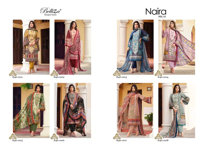 Naira Vol 21 By Belliza Pure Cotton Dress Material Catalog
