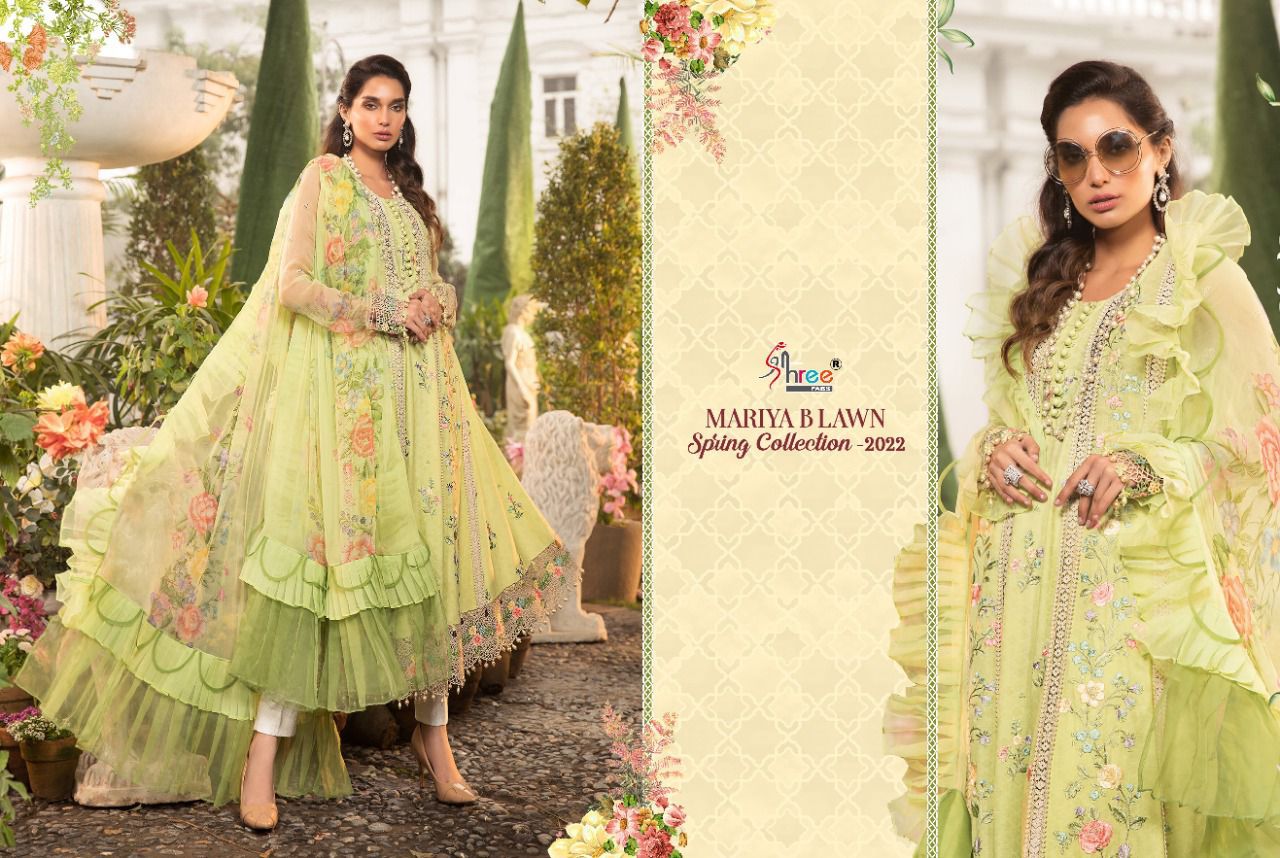 Shree Mariya B Lawn Spring 2022 Heavy Wedding Wear Cotton Pakistani Salwar Kameez Collection