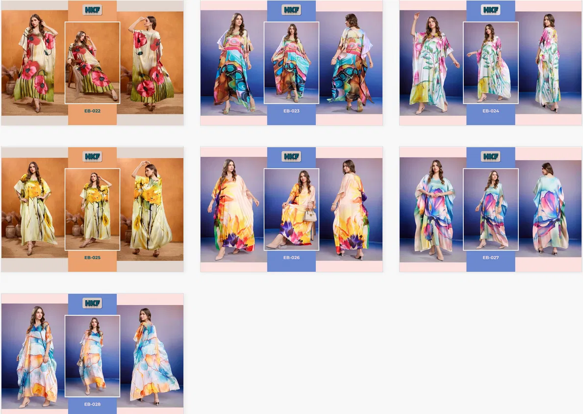 Everbloom Vol 4 By Hkf Soft Satin Fancy Kaftan Wholesale In India