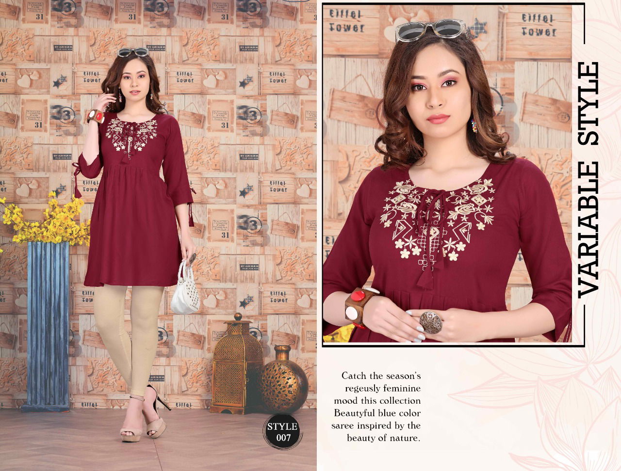 Trendy Sweety Latest fancy Designer Casual Wear Short Embroidery Designer Kurtis Collection
